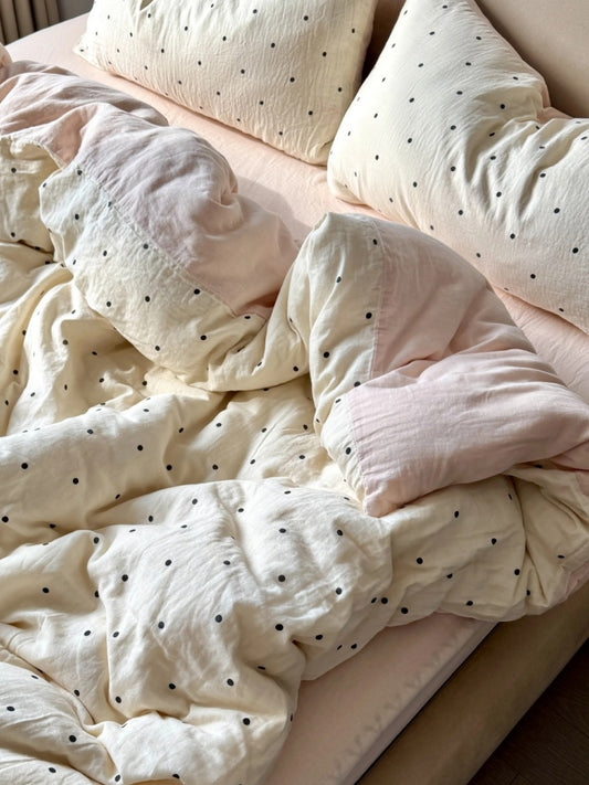 Polka Dot Double Layered Cotton Gauze Bedding Set