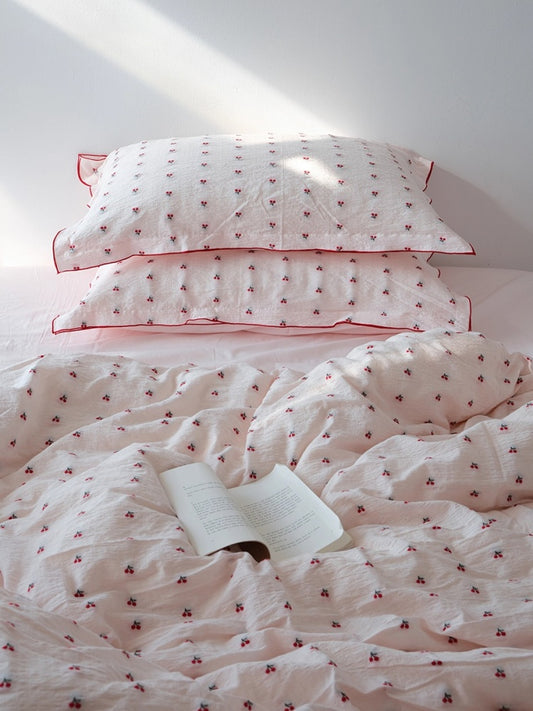 100% Washed Cotton Cherry Jacquard Bedding Bundles